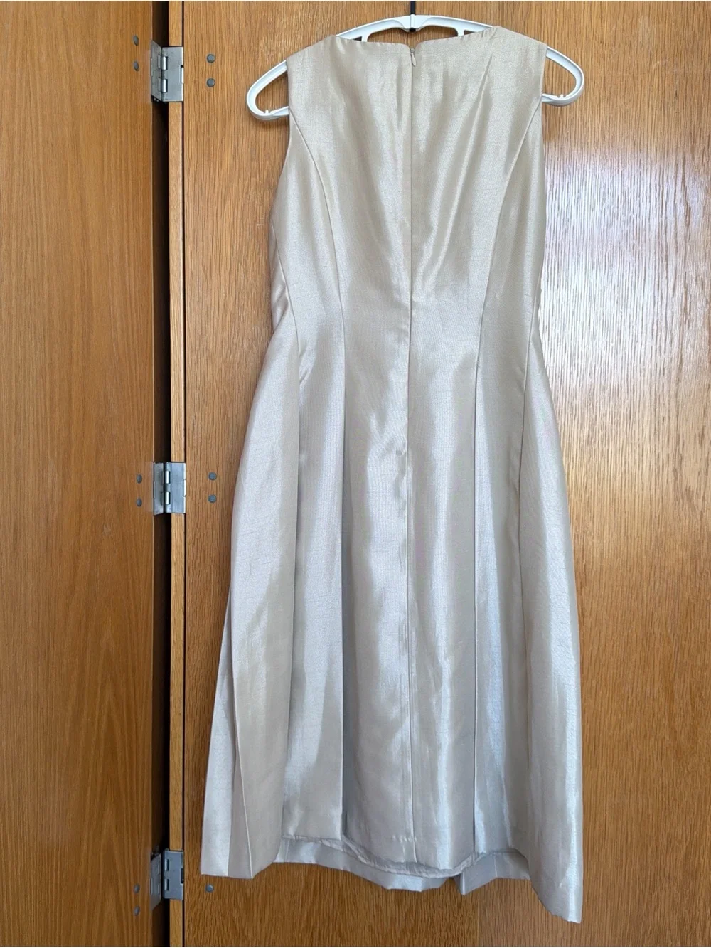 Tahari Champagne Beaded Neckline Midi Dress - Picture 4 of 5